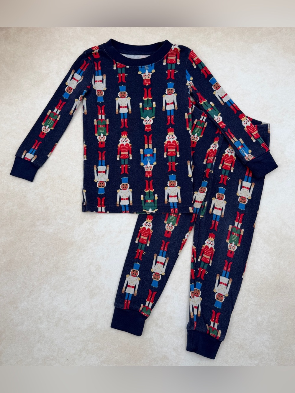 Janie and Jack Navy Nutcracker Print Pajama Set